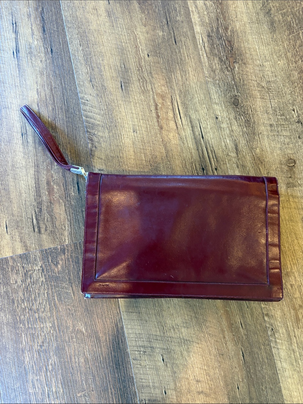 VTG Lou Taylor Oxblood Leather Purse Handbag Pop Up Hinged Mirror Italy